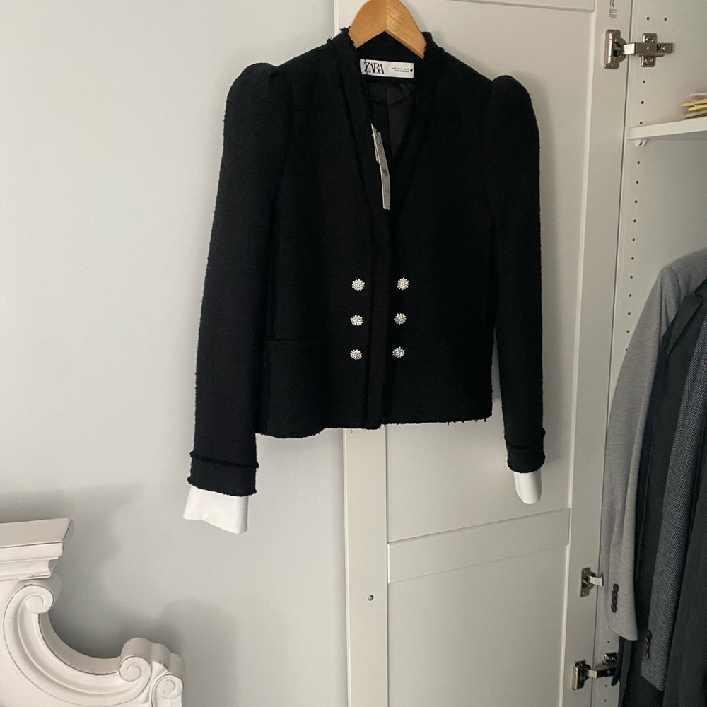 Zara Tweed Jacket, poofy shoulder